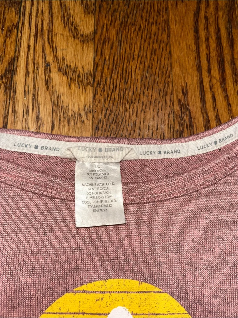 Lucky Brand 2-Piece Lounge Pajama Set Size Large Mauve Rainbow Trim